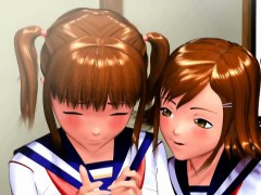 Two 3d Anime Schoolgirls Gets Nailed