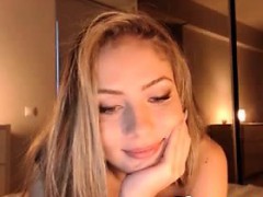Cute blonde teen rubs on webcam
