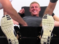 Sexy Conrad giggles hard as he gets his exposed feet tickled