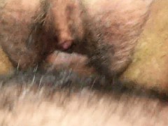 Bushy MILF pussy fucked and creampied