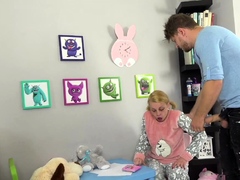 Blonde in baby clothes gets rammed