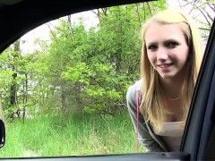 Blonde Beatrix hitch a car gets fucked