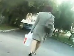 MILF In Heels Walking Home