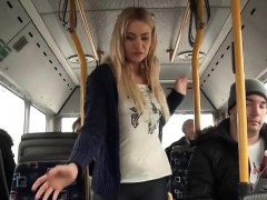 wild horny blonde fucking on a bus